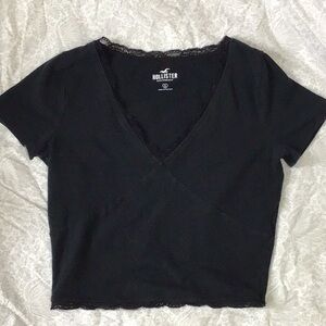 Black lace crop top